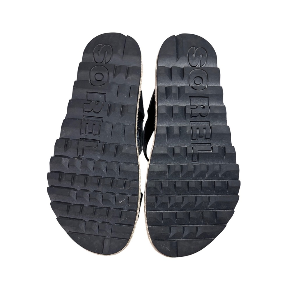 Sorel Womens Black Leather‎ Roaming Criss Cross Jute Sandals 7.5 - Picture 5 of 7